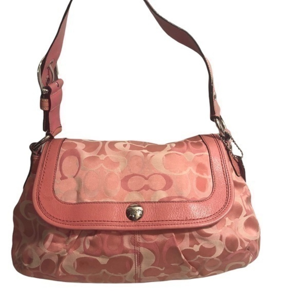 Coach f14490 Soho Pleated pink optic Signature Flap Satchel Shoulder Bag y2k